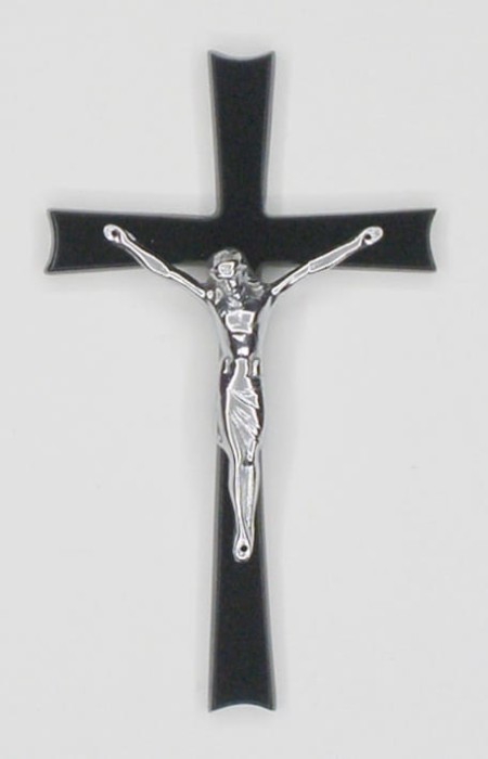 Krzyżyk mały czarny ze srebrnym na pomnik nagrobek ścianę