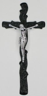 K26P3 CS. Krzyż gałązka czarny ze srebrnym 38x18cm.