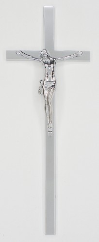krzyż nagrobny prosty srebrny chrom silver