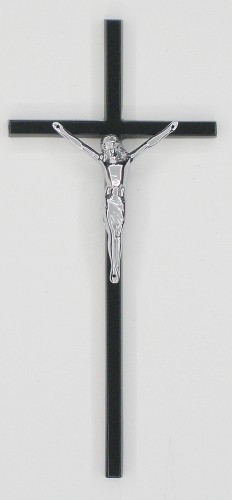 krzyż krzyżyk mały na pomnik krzyżyk z Panem Jezusem na nagrobek czarny ze srebrnym