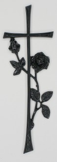 K37 C.  Krzyż czarny z różą oplecioną 39x13cm. 