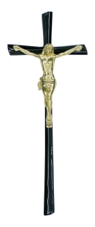 K43P2 CP.  Krzyż czarny z Jezusem 47x19cm.  
