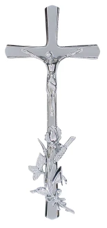 K20P4D2 S. Krzyż srebrny z różą kłos 38x17cm. 