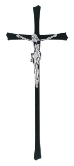 K17P3 CS. Krzyż klasyk czarn-srebrny z Jezusem 46x18cm.